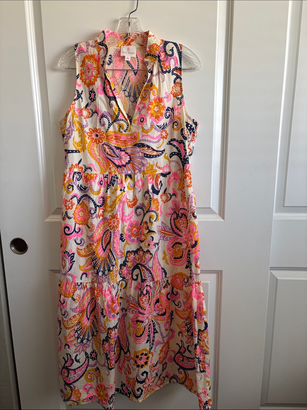 JB by Julie Brown Pink, Yellow and Navy Paisley Maxi Dress
